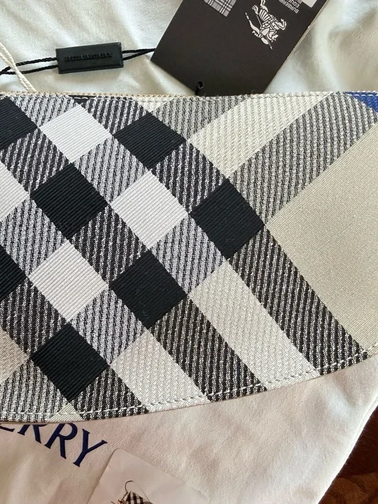 Burberry Black & Cream Check Canvas Crossbody Bag with Blue Accent - Picture 2 of 14